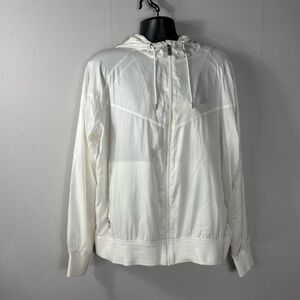 Nike Women’s Windbreaker SZ 2XL White Full Zip Hood Vented Track Jacket RN 56323